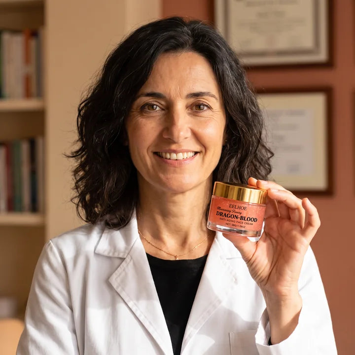 Dra. Carmo Vaz com o Creme Dragon Blood