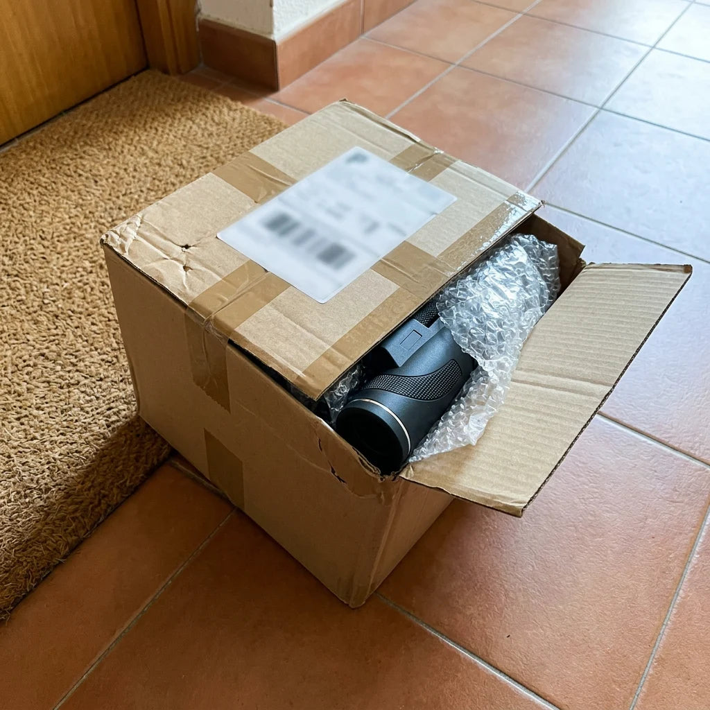 O MaxVision acabado de chegar, dentro da caixa de envio