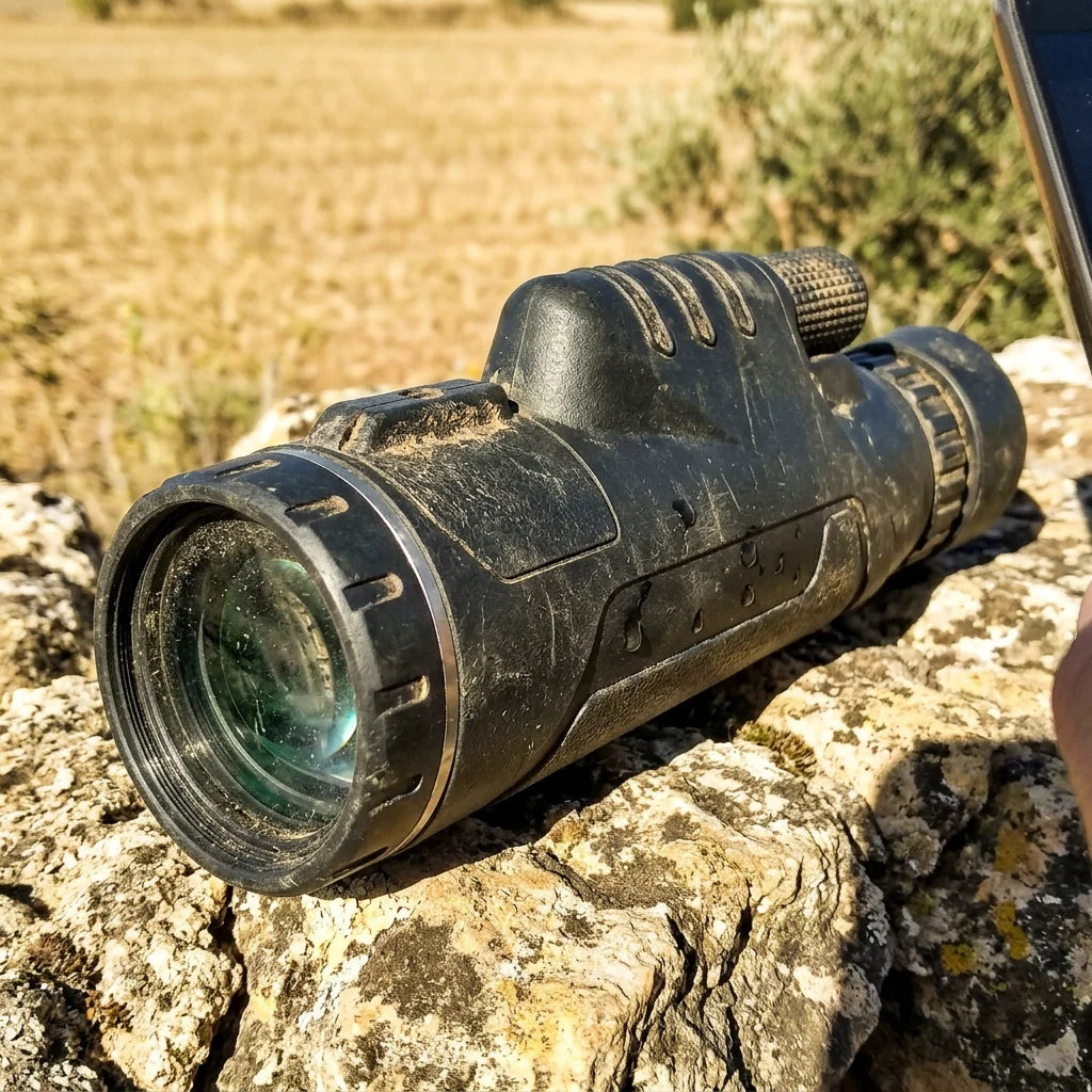 O MaxVision pousado numa pedra depois de uma saída ao campo